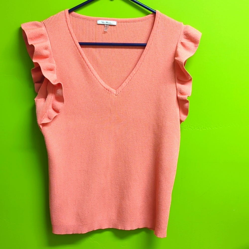 Coral frill sleeve shirt ❤️